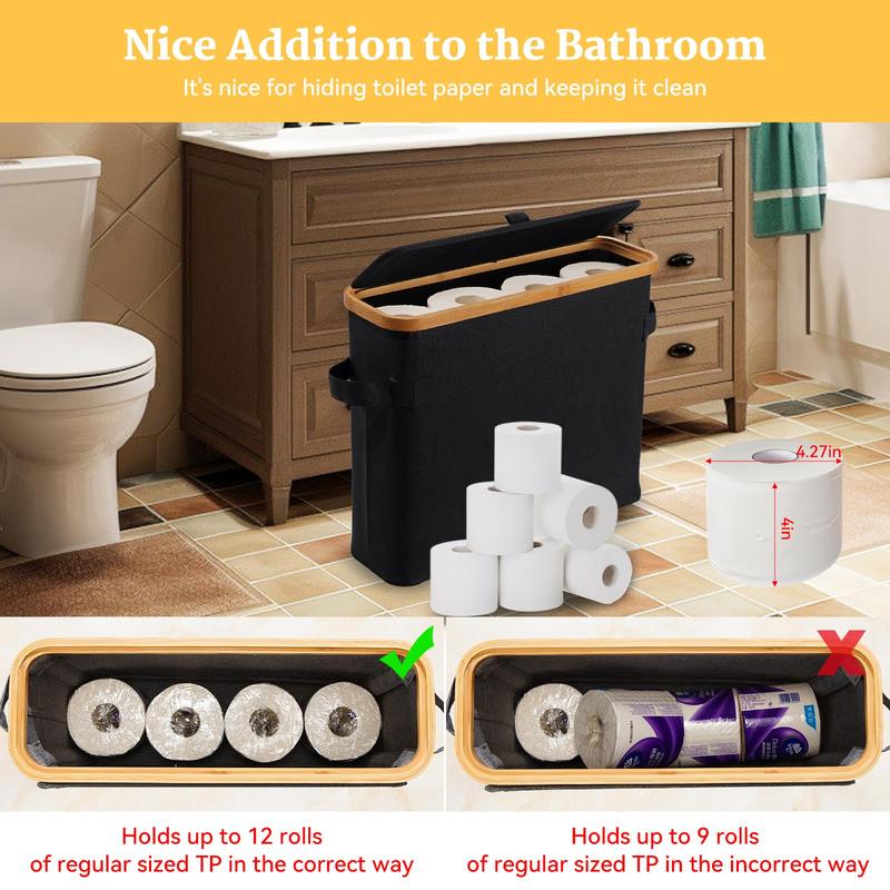 Tissue Storage Box with Lid, 1 Count Tissue Holder with Handle, Tissue Storage Box for Bathroom, Home Organizer for Bathroom, Bedroom, Living Room