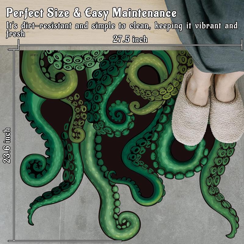 Cthulhu Tentacles Bath Mat Microfiber Water Absorbent Octopus Rug Anti-Slip Backing 27.5