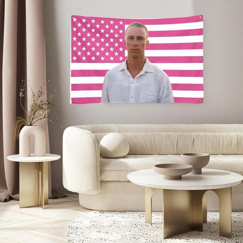 Drew 3x5Ft Flag Starkey Wall Hanging Room with 2 Brass Grommets Dorm Backdrop Wall Art Aesthetic Home Decor, Pink