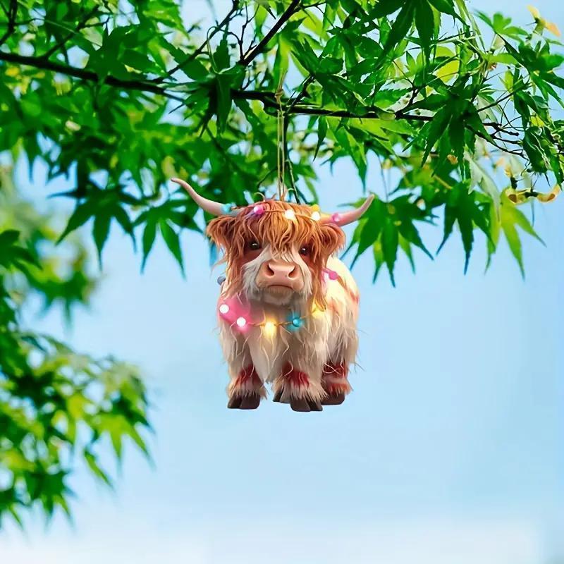 Highland Cow Design Ornament, 1 Count Cute Animal Shaped Hanging Decoration, Festive Decorations for Home Party & Car Decor