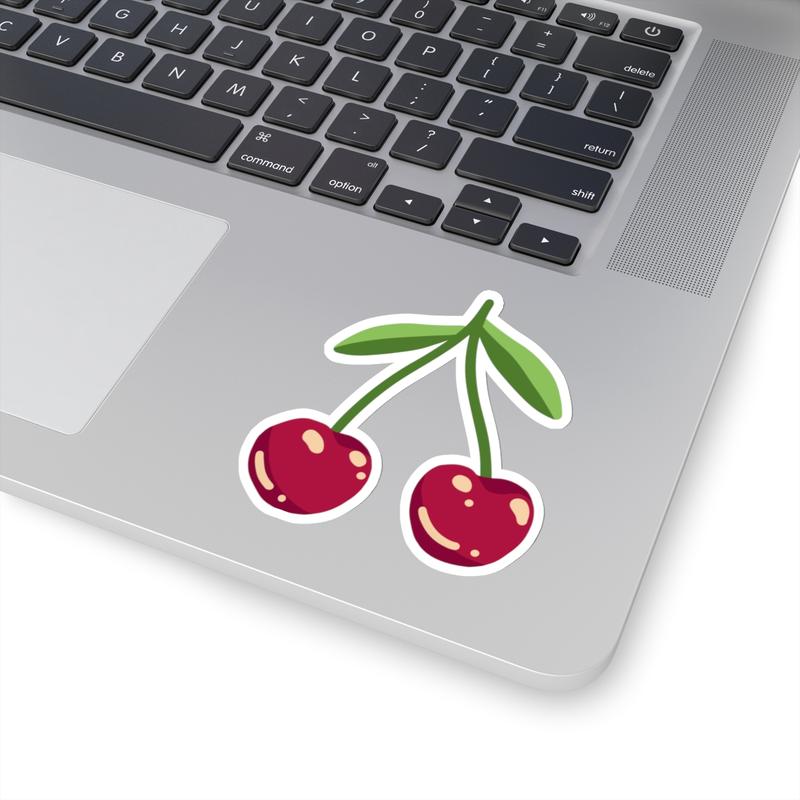 Cherry Kiss-Cut Vinyl Stickers with Smooth Glossy Finish - Cute Decor for Laptops, Journals, and Water Bottles-Great for Gifts