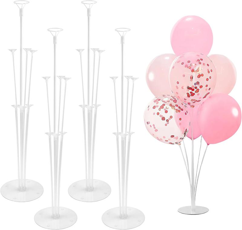 4 Sets Balloon Stand Kit Balloon Sticks With Base for Table Balloon Stands With Base for Floor Balloon Arch Stand With Base Balloon Stands for Table Baby Shower Birthday Wedding Party Decorations Halloween Christmas Knot Plastic