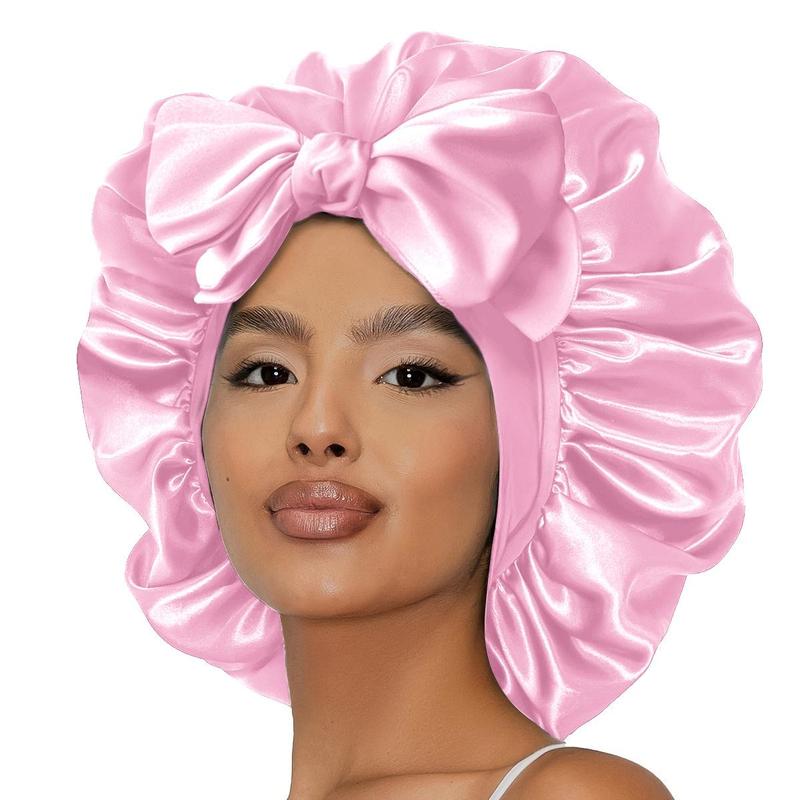 Silk Bonnet for Sleeping Women Satin Bonnet Hair Bonnet Night Sleep Cap Scarf wrap for Curly Hair with Tie Band Black