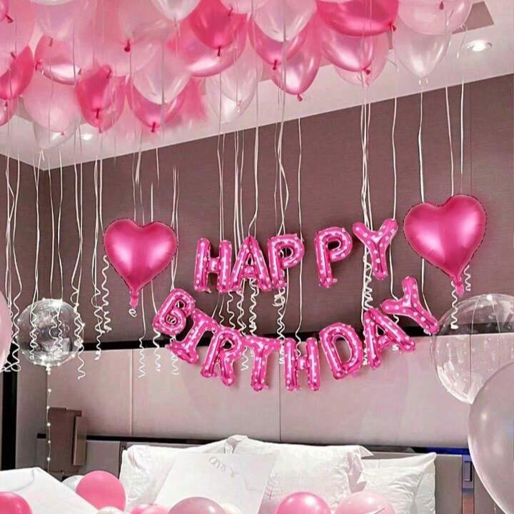 35pcs Pink Printed Birthday Party Set with Heart Balloons and Banner Decoration Decor