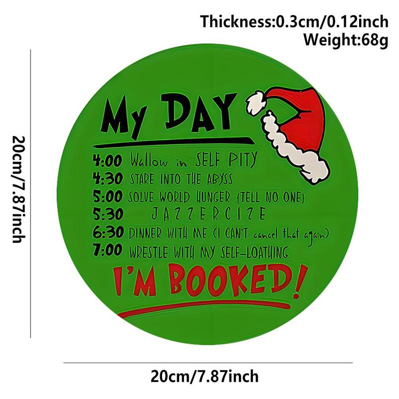 Wooden Christmas Themed Today Planner, Creative Christmas Hanging Ornament, Round Sign Wooden House Plate for Home Party Decoration