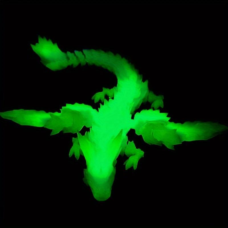 3D Printed Luminous Artificial Crystal Dragon Statue, 1 Count 3D Printed Glow in The Dark Dragon Sculpture Decor Figurine, Decorative Ornament for Home Office Party