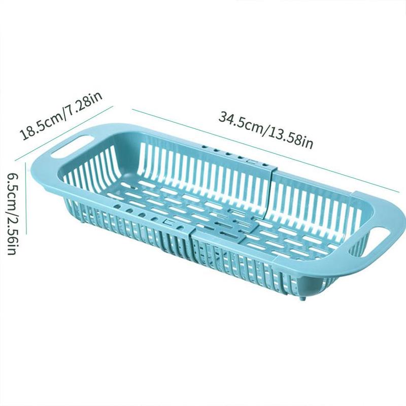 Kitchen Sink Drain Basket, 1 Count Retractable Plastic Vegetable Fruit Washing Basket with Handle, Kitchen Utensils & Gadgets for Home Dining Room Picnic