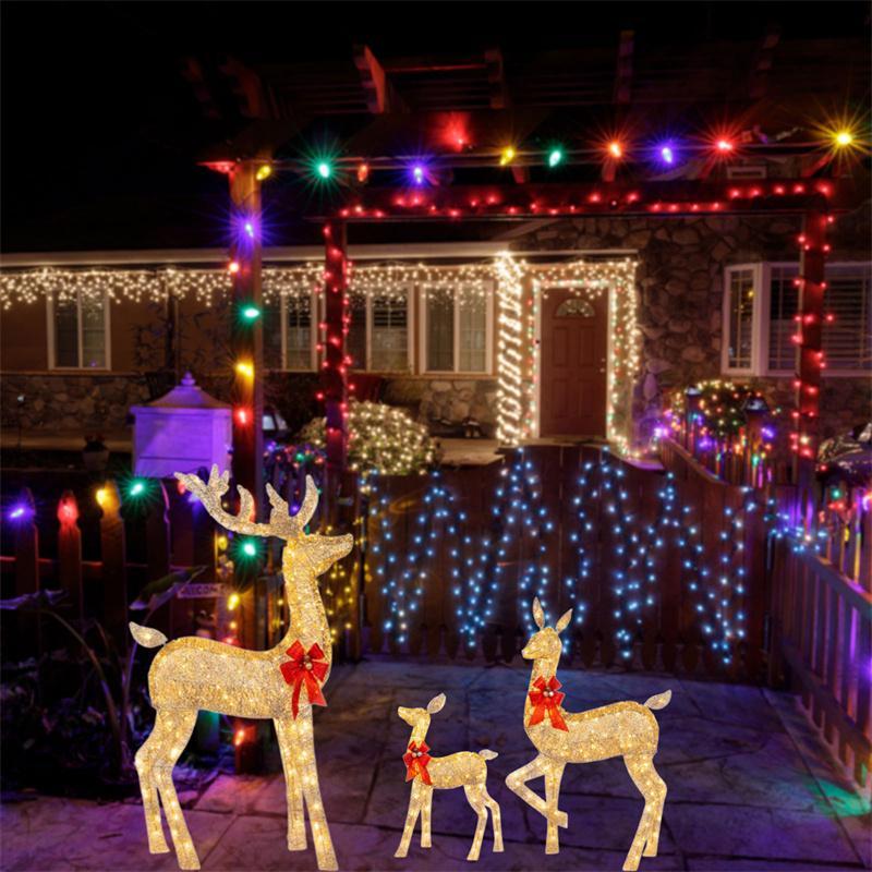 Lighted Christmas Deer Sleigh Outdoor Yard Decoration Winter Decoration For Front Yards New Fashion And Simple Furnishings 2024