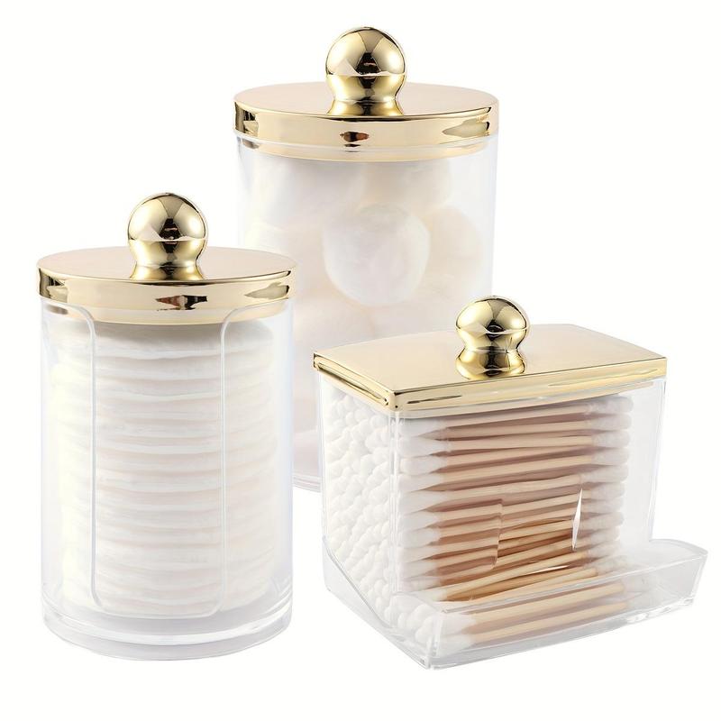 Clear Cotton Swab Storage Box with Lid, Bathroom Container, Cotton Ball Holder, Clear Jar Organizer for Storage Cotton Swab, Cotton Round Pads, Floss Picks