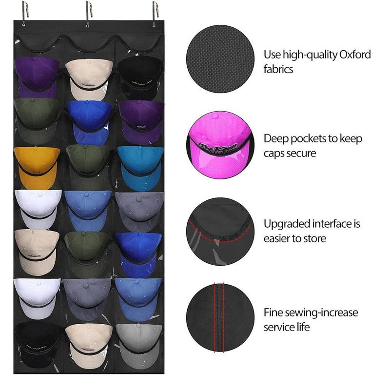 Hat Storage Organizer, 1 Count Multi Grid Hat Organizer, Hanging Hat Storage Rack for Door & Wardrobe, Display Baseball Hat Storage Hanging Bag