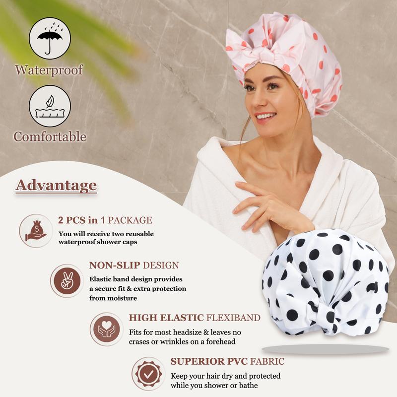 Luvruitaky Shower Caps for Women Reusable Waterproof Hair Cap for Shower