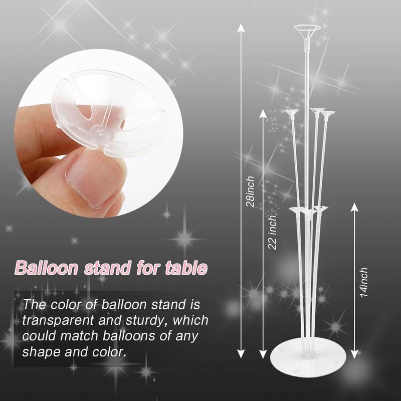 4 Sets Balloon Stand Kit Balloon Sticks With Base for Table Balloon Stands With Base for Floor Balloon Arch Stand With Base Balloon Stands for Table Baby Shower Birthday Wedding Party Decorations Halloween Christmas Knot Plastic