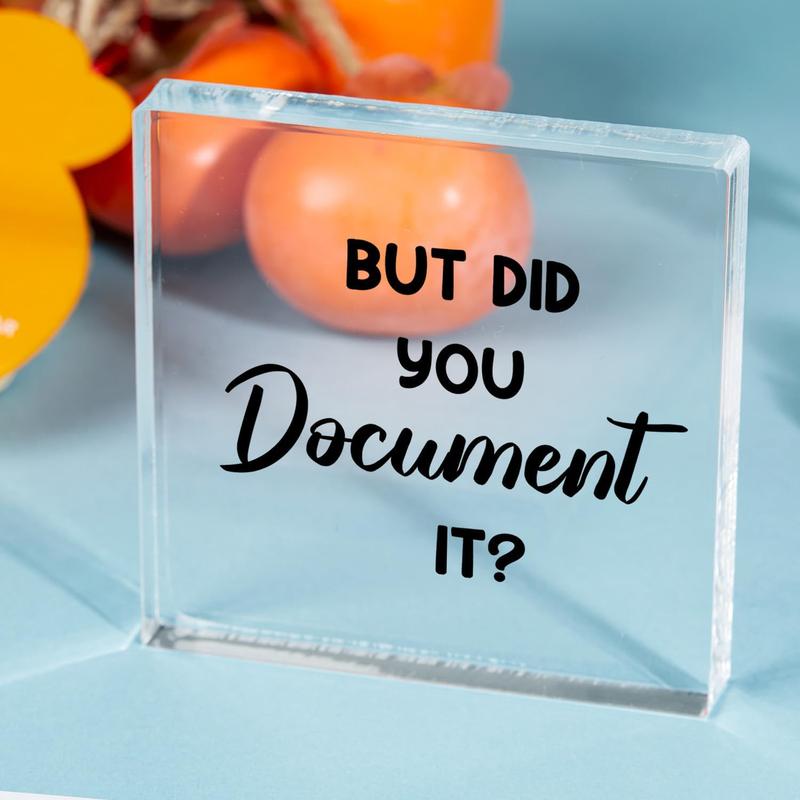 Acrylic Square Plaque, But Did You Document It Letter Pattern Desktop Ornament, Funny Office Decoration, Home Decor for Living Room, Shelf, Desk