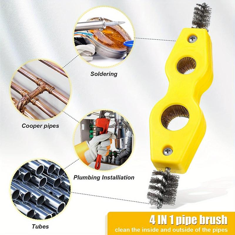 4 in 1 Copper Tube Cleaning Brush, Multifunctional Pipe Cleaning Tool, Pipe Installation Welding Scraper Cleaning Tool, Professional Hand Tool