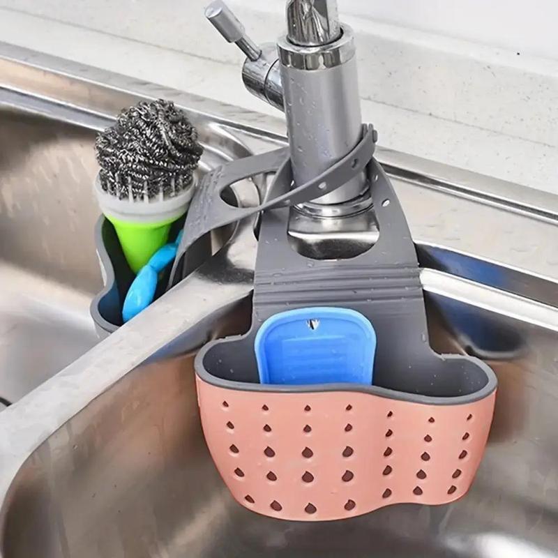 Multifunctional Sink Hanging Drain Storage Basket, Faucet Sponge Holder, Kitchen Storage Basket