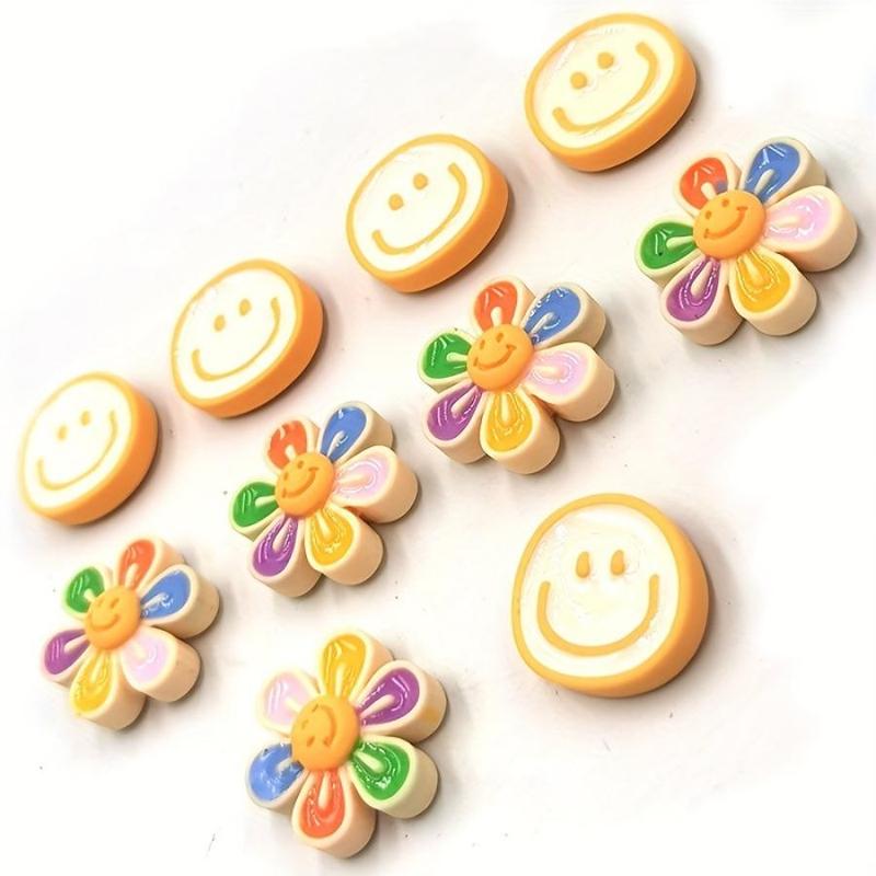 Random Color Happy Face Design Fridge Magnet for Room Decor, 10pcs Cute Whiteboard Magnet, Kitchen Decor Ideas, Cartoon Round Fridge Magnet for Summer Home Decor