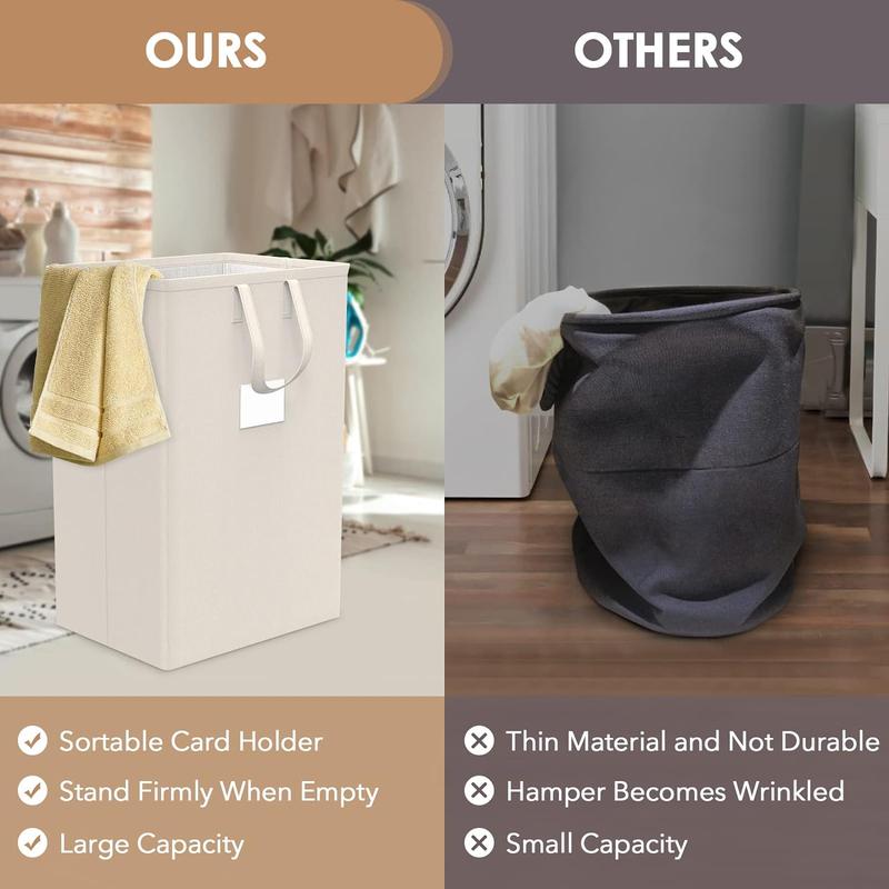 75L Large Laundry Hamper with Handles, Dirty Clothes Hamper for Bedroom Waterproof, Freestanding Tall Laundry Basket Waterproof, Hamper for Bedroom, Bathroom, Dorm, Toys Storage (Ivory) Organiser