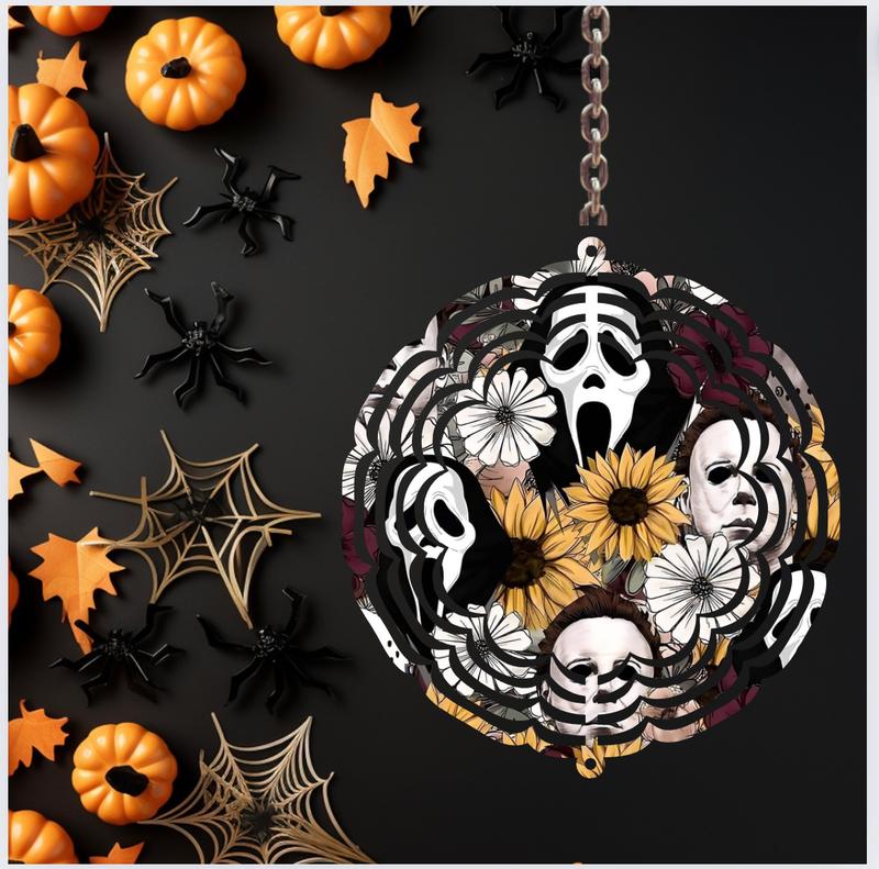 Fall Horror Villians  Kinetic Wind Spinner, 8-Inch, UV Coated Aluminum, Weather-Resistant