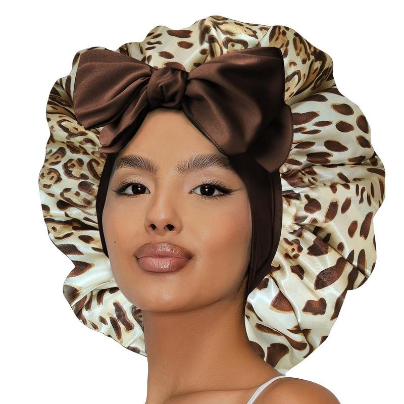 Silk Bonnet for Sleeping Women Satin Bonnet Hair Bonnet Night Sleep Cap Scarf wrap for Curly Hair with Tie Band Black