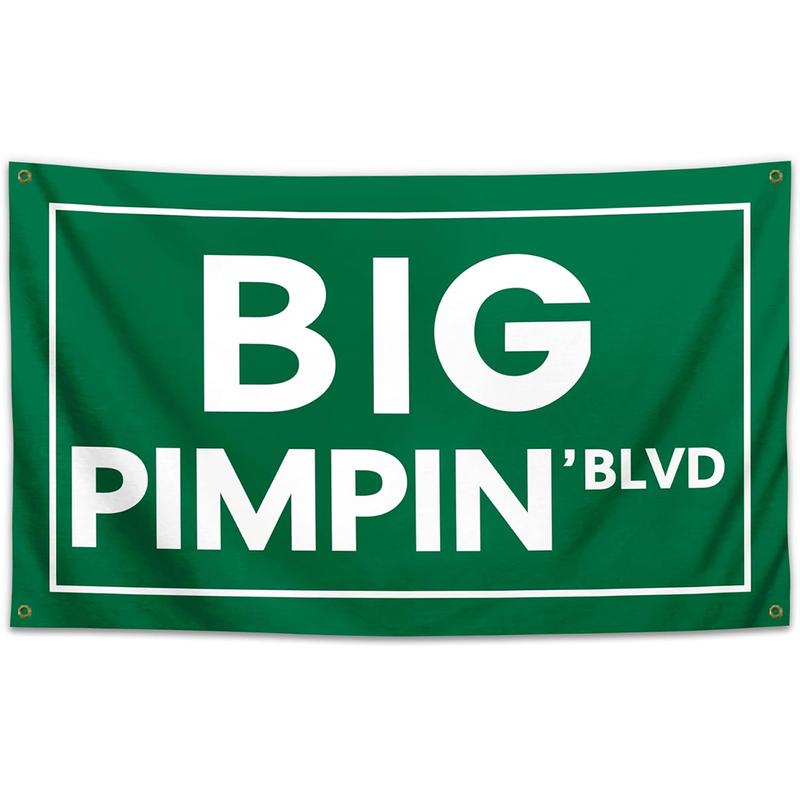 Big Pimpin'Blvd 3x5Ft Funny Quote Flag Banner UV Resistance Man Cave Wall Hangging for College Dorm Room Outdoor Parties Tapestry Decoration Hanging