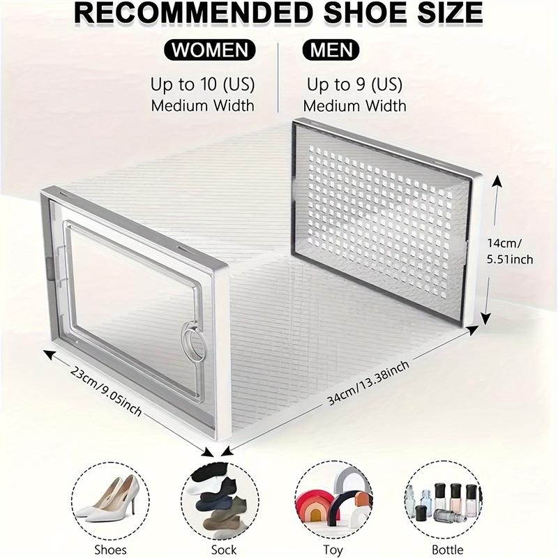 Shoe Box 24 Pieces Thick Transparent Plastic Sports Shoes with Lid, Foldable Stacking Shoe Rack, Free Combination, Storage Box Storage, Save Space, Suitable for Porch, Bedroom, Home, Dormitory, Etc.