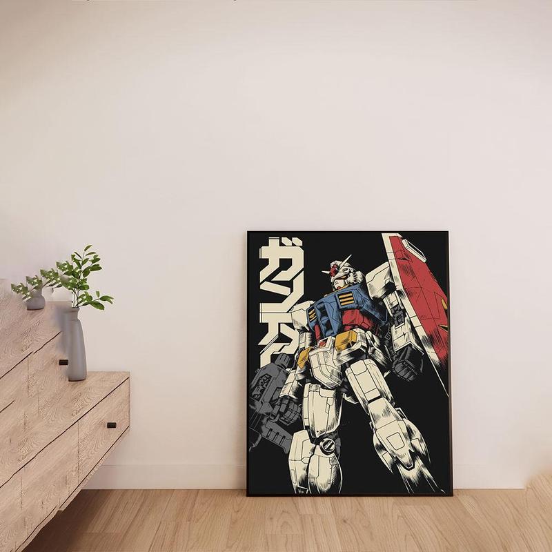 Cartoon Robot Character Pattern Unframed Painting, 1 Count Modern Wall Art Poster, Wall Art Decor for Home Living Room Bedroom Office School