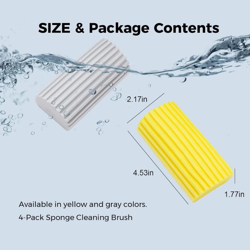 4-Pack Damp Clean Duster Sponge,Reusable Magic Dusting Sponge Brush for Cleaning Blinds, Glass, Baseboards,Vents,Railings,Mirrors,Window Track Grooves and Faucets (Grey,Yellow,Pink,Green)(Creative Life Pavilion)