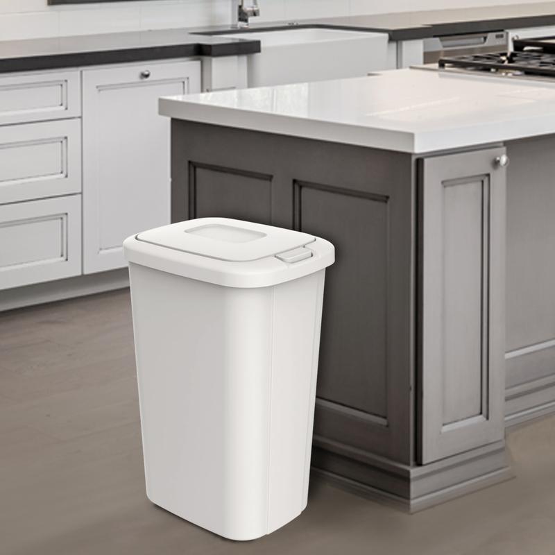 13.3-Gallon White Trash Can with Touch Lid