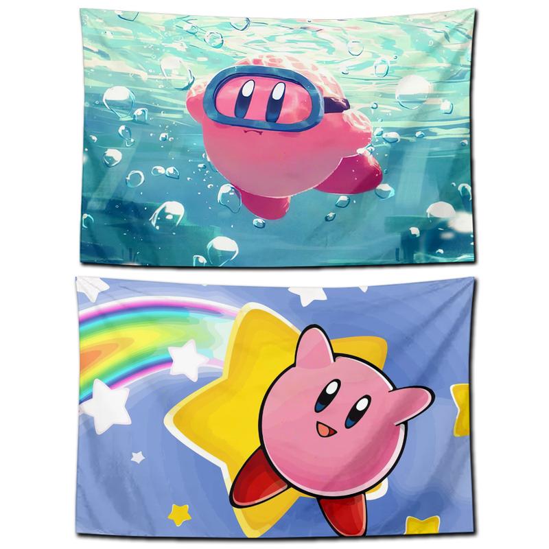 Cartoon Pink Kirbys Tapestry Decorations for Girls Bedroom Wall Art Home Hanging Accessories Decor