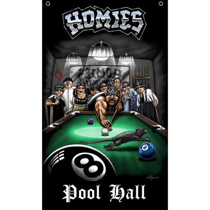 HOMIES - 3' X 5' - FLAG   BANNER - POOL HALL