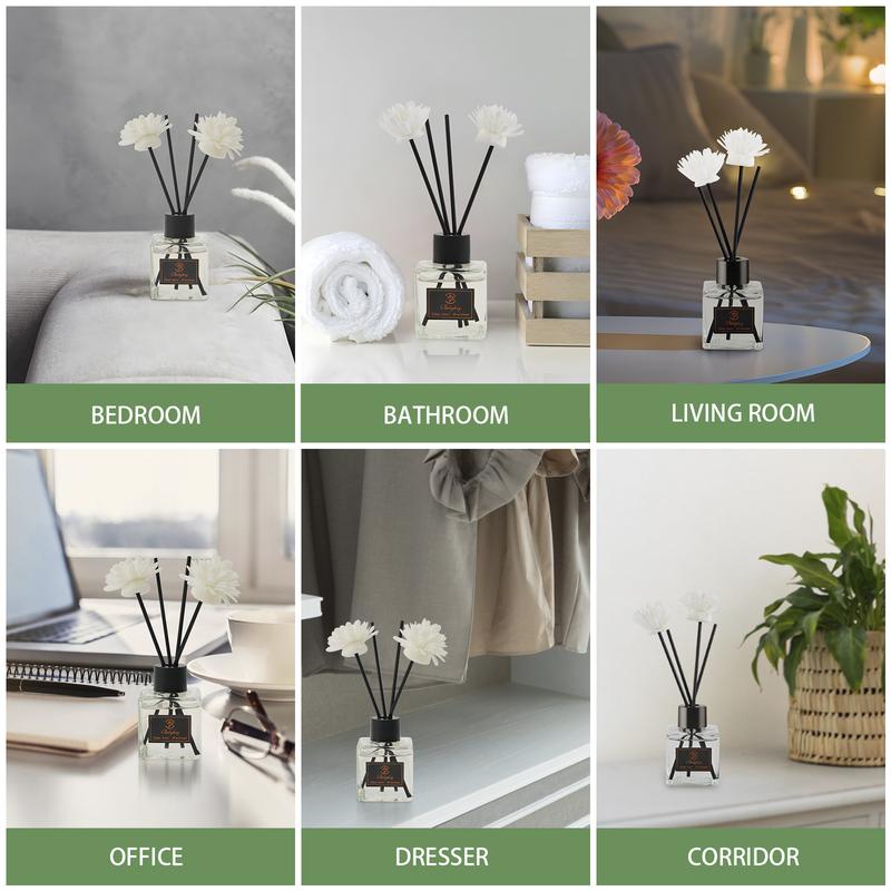 8 scents!good deal!  BABYHRY Home Reed Diffuser for Bathroom, Living Room, Office Home Fragrance, (60ml 2.1 fl oz per pack) with 4 aromatherapy sticks and 2 fennel flowers Gift Scent Scent Freshener Scent  Home Fragrance  Aroma Freshener Christmas Scented