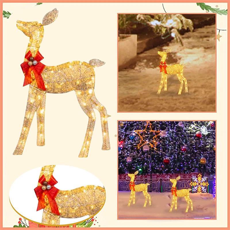 Lighted Christmas Deer Sleigh Outdoor Yard Decoration Winter Decoration For Front Yards New Fashion And Simple Furnishings 2024