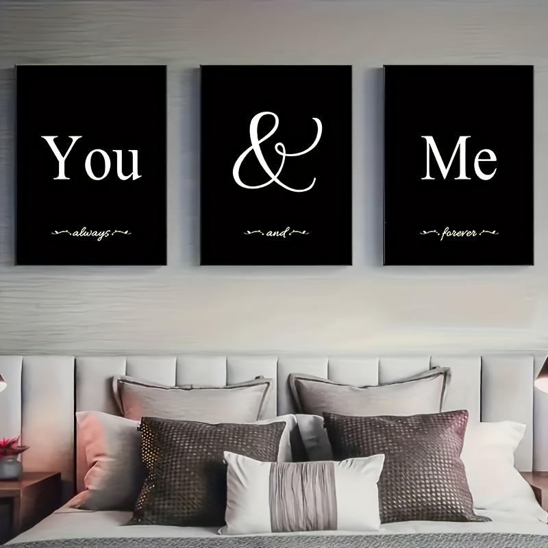 3Pcs Set You & Me Canvas Art Set - Modern Black White Word Prints - Heartfelt Wall Decor for Bedroom, Living Room, Corridor - Perfect Fall Gift, No Framed Poster Decoration