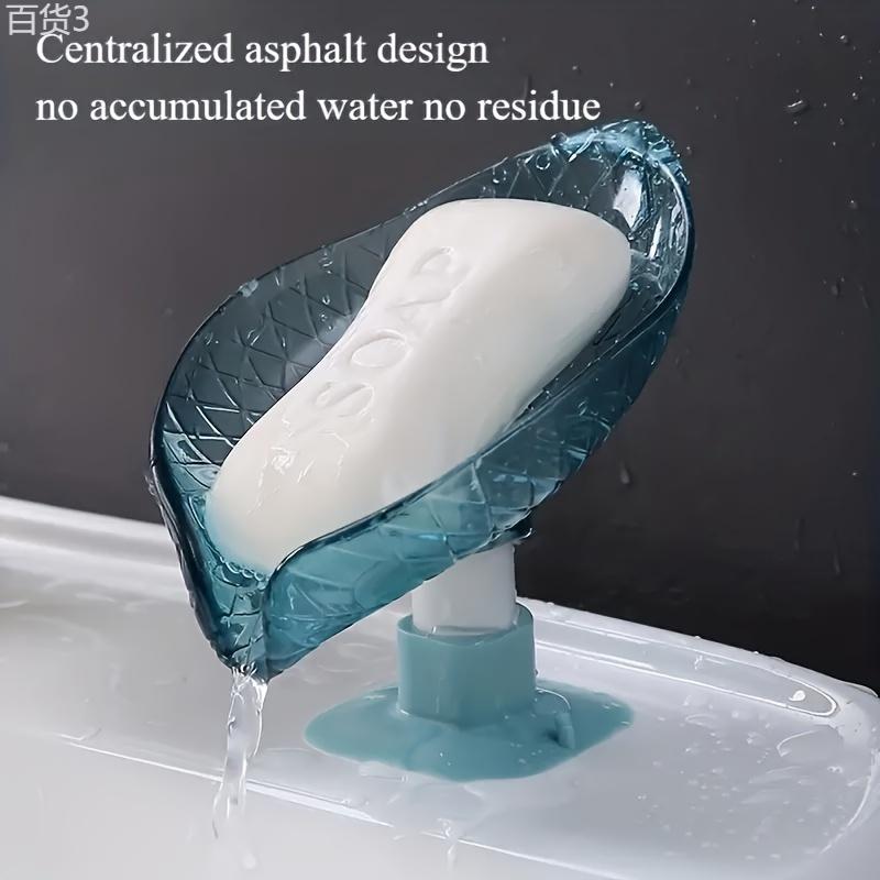 1pc Leaf-Shaped Self-Draining Soap Dish - Oval Plastic Bathroom Accessory for Easy Storage & Organization, Christmas Halloween Gift Decoration