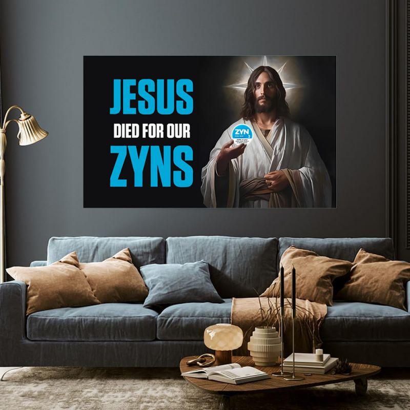 Jesuse Died for Our Zynss Funny 3×5Ft Flag Tapestries for Man Cave Girls Wall Decor Outdoor Indoor Banner with 4 Brass Gromments funny flag