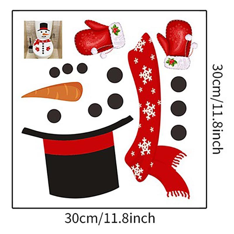 Snowman Design Toilet Sticker, 1 Set Christmas Themed Self Adhesive Toilet Lid Decal, Bathroom Decoration Sticker, Holiday Decoration Supplies