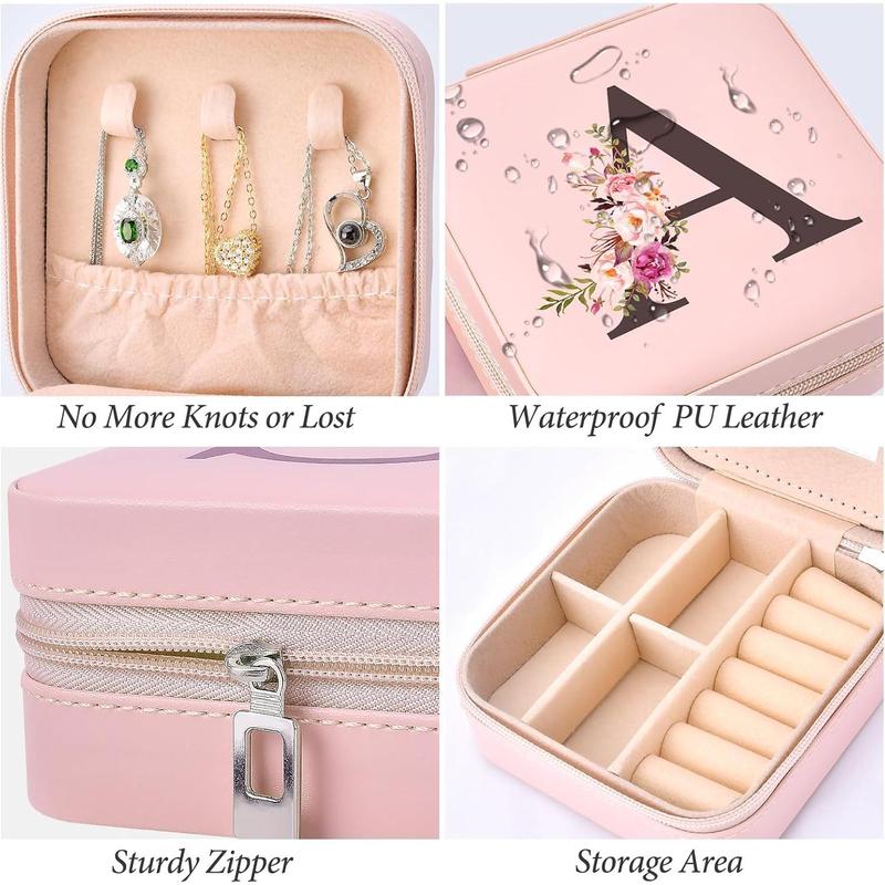 Stocking Stuffers for Women Teens, Christmas Gifts for Teen Girls Trendy Stuff Travel Jewelry Box Case Organizer Personalized Birthday Gifts Easter Basket Stuffers Mothers Day Mom Gifts, Initial A