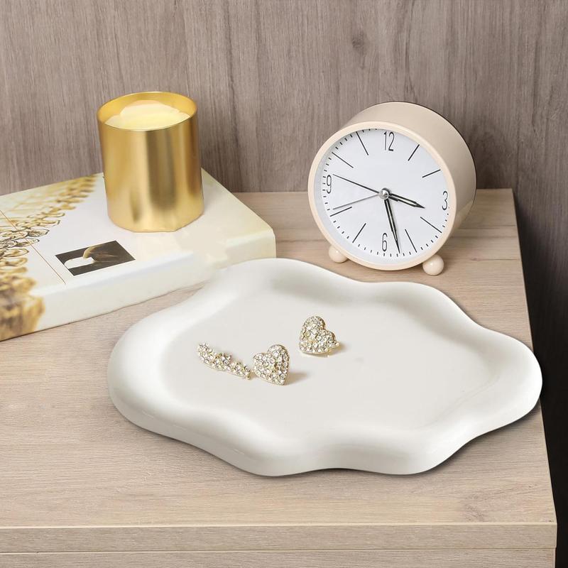 Unique Cloud Shaped Jewelry Dish Tray, 1 Count Ceramic Ring Storage Holder, Jewelry Storage Tray for Home Bedroom without Jewelry, Gifts for Girlfriend, Desk Accessories, Birthday Gifts