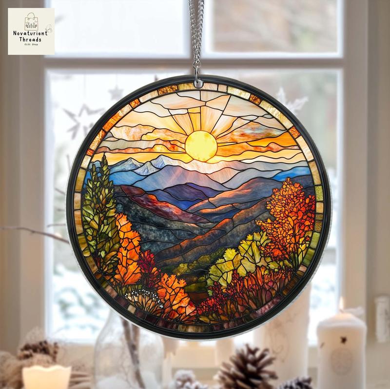 Smoky Mountains Suncatcher, Window Decor Gift for Mothers,Acrylic Window Hangings,Suncatcher Ornament,Home Decor,Birthday Gift for Her