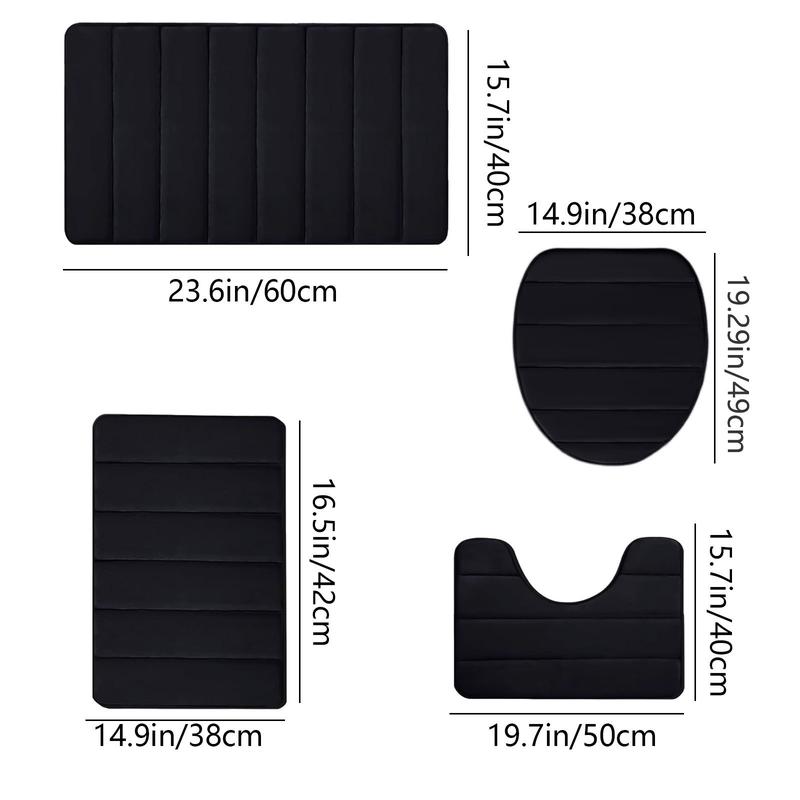 4 Pcs Memory Foam Bath Mat Toilet Mats Bathroom Rugs Soft Comfortable Bathroom Rugs Water Absorption Non Slip Thick Machine Washable Easier To Dry Santa Claus