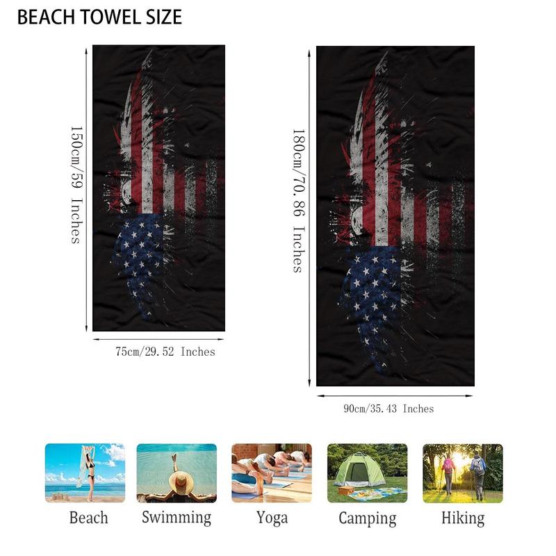 Star & Stripe Pattern Beach Towel, 1 Count Comfortable Foldable Soft Towel for Women & Men, Multifunctional Beach Towel, Mat for Swimming Pool, Travel Essentials