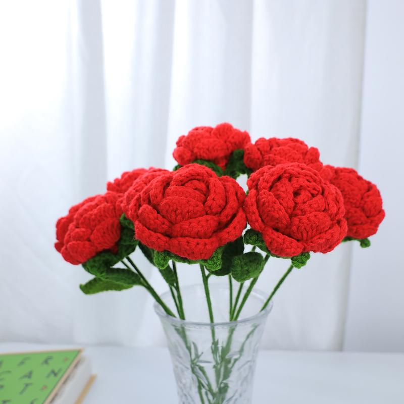 Christmas decoration bouquet, handmade 9 roses, artificial flowers without vase, home decoration, holiday decoration Crochet rose crochet  roses