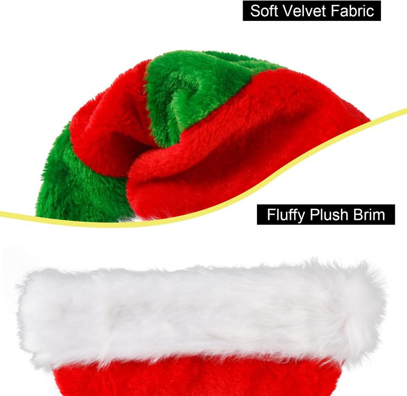 Santa Hat for Adults,Plush Christmas Hats with White  Xmas Hat for Christmas Holiday Party Decoration