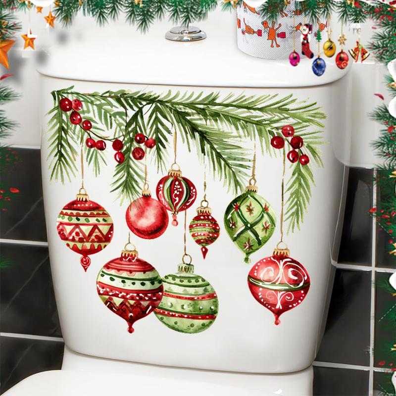 Christmas Themed Toilet Sticker, 1 Count Reusable Waterproof Toilet Lid Decal, Bathroom Decoration Supplies for Home Festival Party