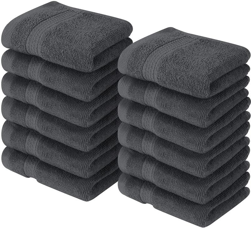 Towels [12-pack of premium face towels (12 x 12 inches) 100% cotton ring spun, highly absorbent, soft to the touch,