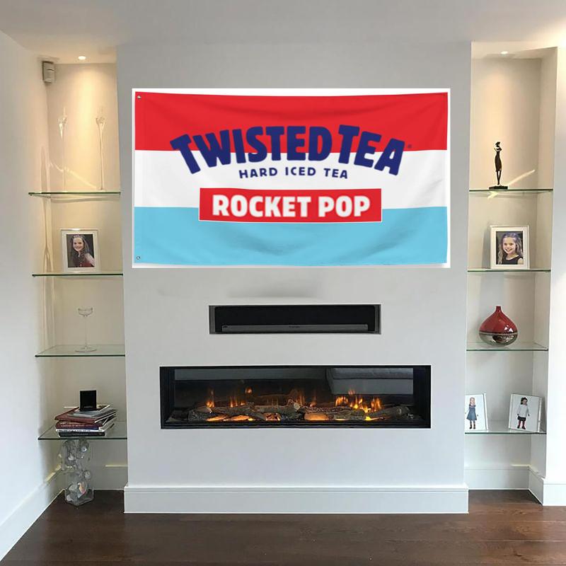 Rocket Pop Twisted Tea 3x5Ft Flags Tapestry for Man Cave Wall Indoor Outdoor Room Decor Bedroom College Dorm Banner with 4 Brass Grommets