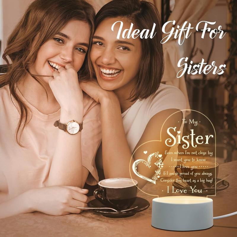 Gifts for Sister (Engraved Night Lamp) - To My Sister Night Light. For Birthday, Valentine's Day, Graduation. From Sister or Brother.