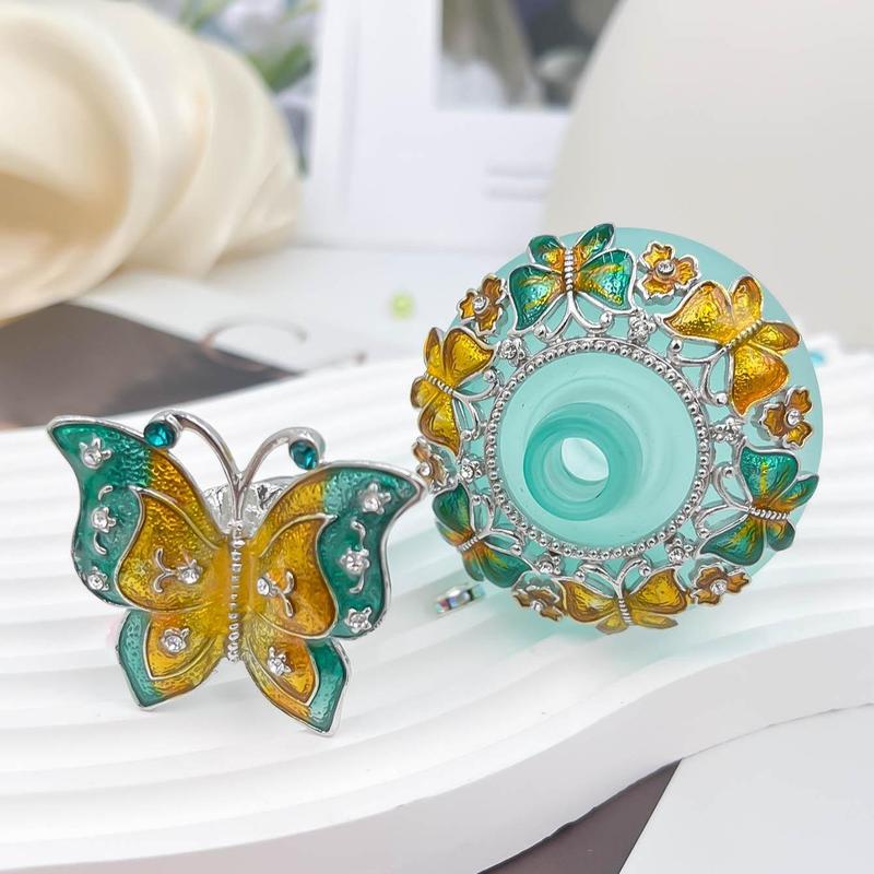 40ml Vintage Butterfly Design Perfume Bottle, Creative Rhinestone Decorative Dispenser Bottle, Refillable Frosted Decorative Empty Bottle for Home & Travel