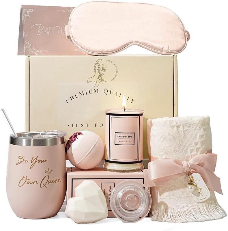 Pink Birthday  Gifts For Woman-Relaxing  Gift Basket Set- Gift Ideas For Your Loved Ones-Christmas Gifts For Mom Sister  Friend Wife- Gift