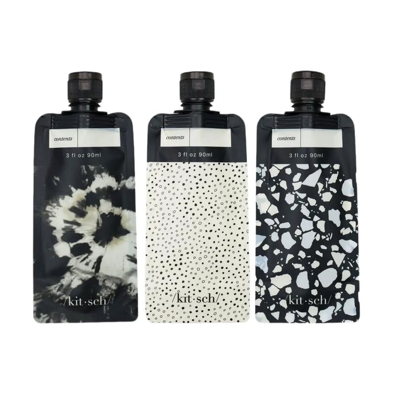 Travel Bottles For Toiletries 3 Pack - Black & Ivory